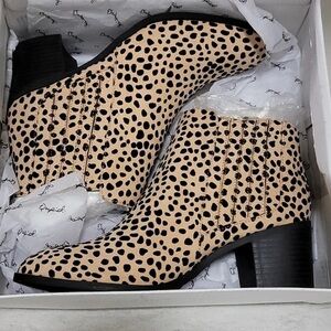 Cupid Black and Tan Spotted Ankle Booties